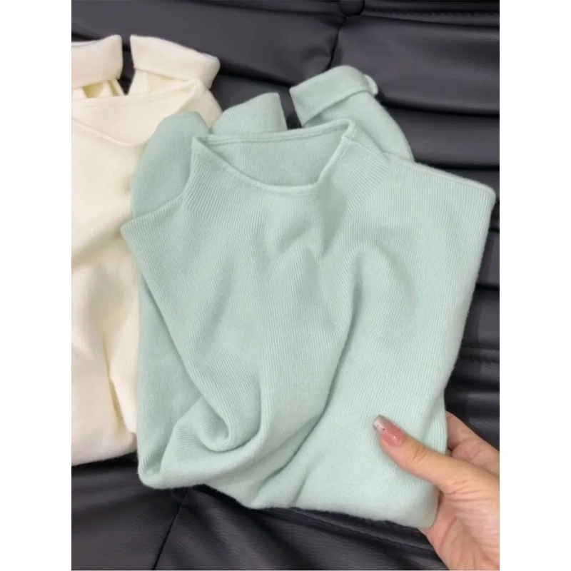 Thermal Long John - Women Swan Collar Knit Sweater Elegant
