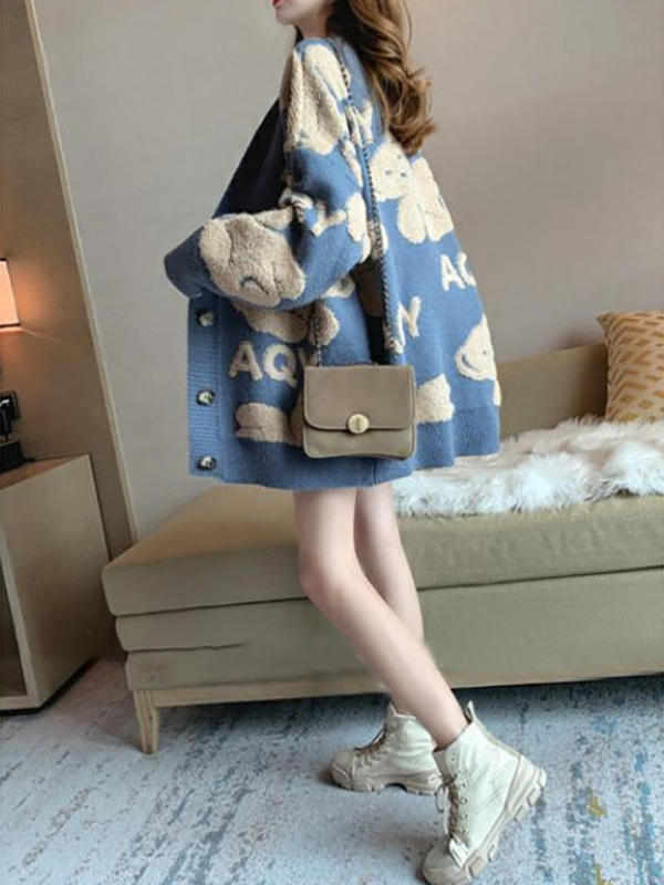 Loose Women's Knitted Cardigan - Thermal Long John ulasan dan harga